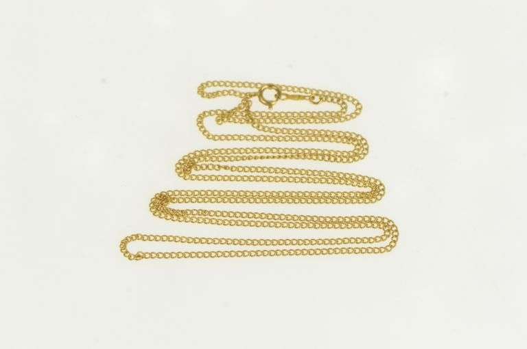 14K Yellow Gold 1.4mm Curb Link Vintage Chain Classic Necklace