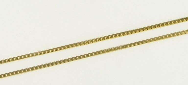 14K Yellow Gold 0.9mm Square Chain Vintage Box Link Necklace