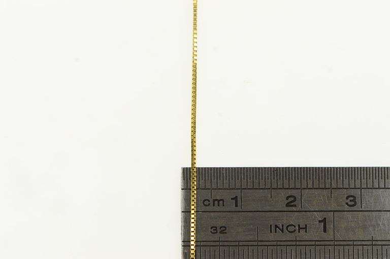 14K Yellow Gold 0.7mm Box Link Classic Vintage Square Chain Necklace