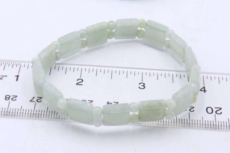 Lot of 2 Green Jade Carved Bangles