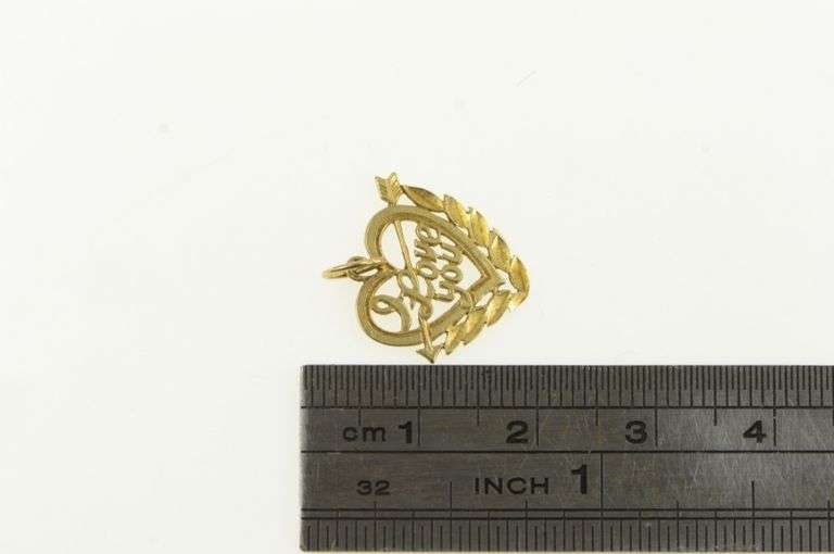 14K Yellow Gold I Love You Heart Anniversary Valentine Charm/Pendant