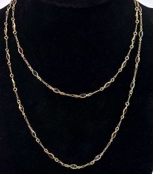 Enchanting Muti-Gem Necklace In 14K Yellow Gold