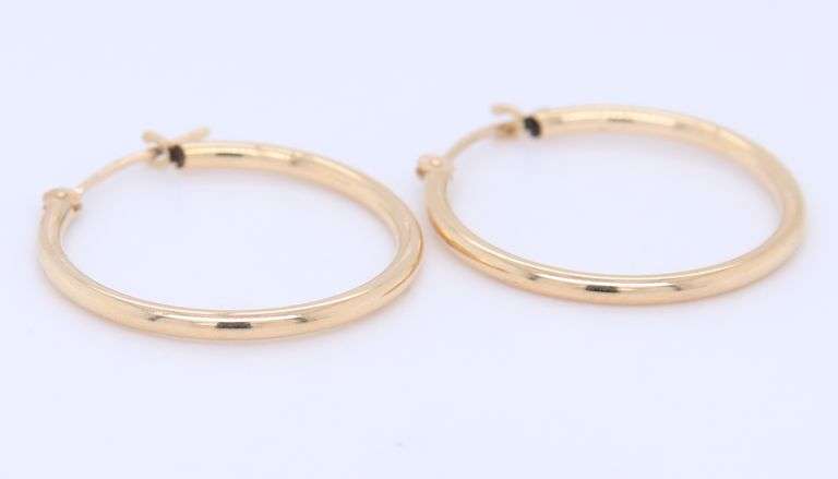 Simple Yellow Gold Hoop Earrings