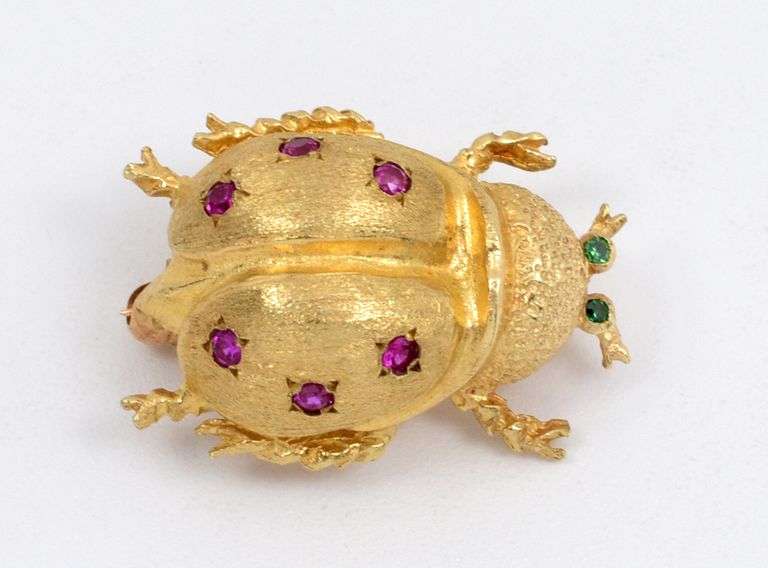 Cute 14k Beetle Brooch