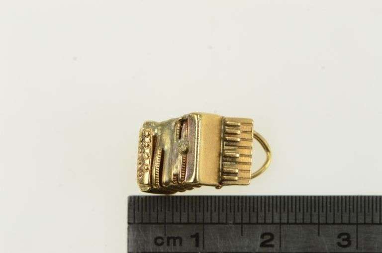 14K Yellow Gold Articulated Accordion Music Instrument Charm/Pendant