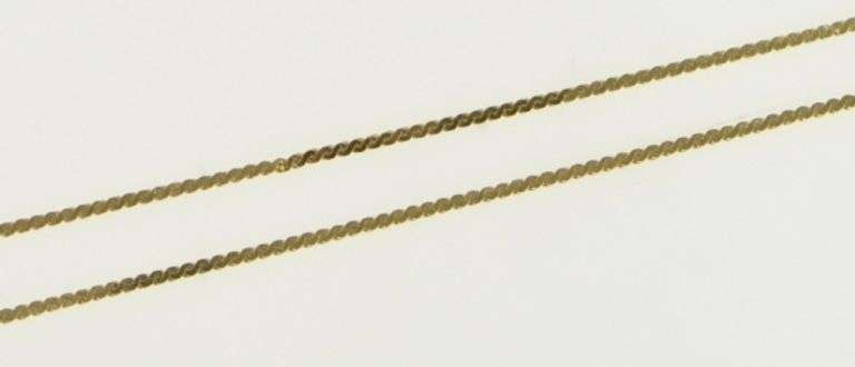 14K Yellow Gold 0.7mm Serpentine Flat Wavy Link Chain Necklace