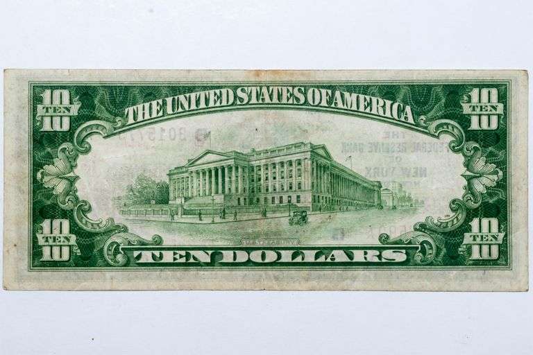 1929 New York $10 National Currency Note