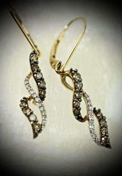 Fascinating Rose Gold Chocolate and White Diamond  Earrings