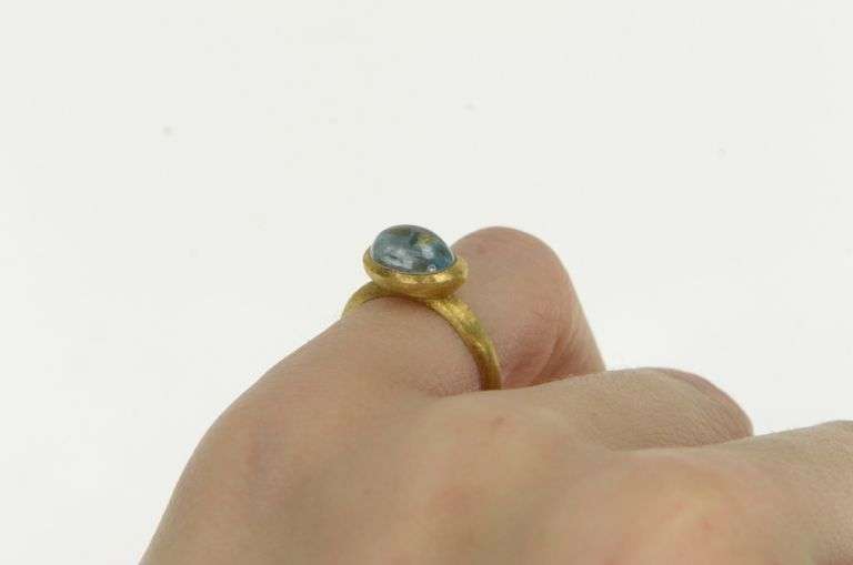 18K Yellow Gold Marco Bicego Jaipur Blue Topaz Stackable Ring