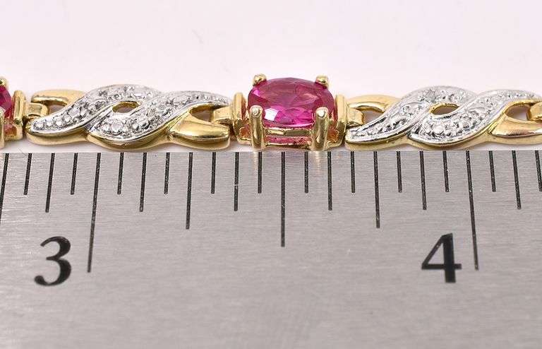 Vermeil Pink Gemstone Bracelet In Sterling Silver