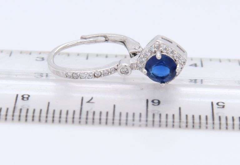 Sterling Silver Blue Stone Drop Earrings