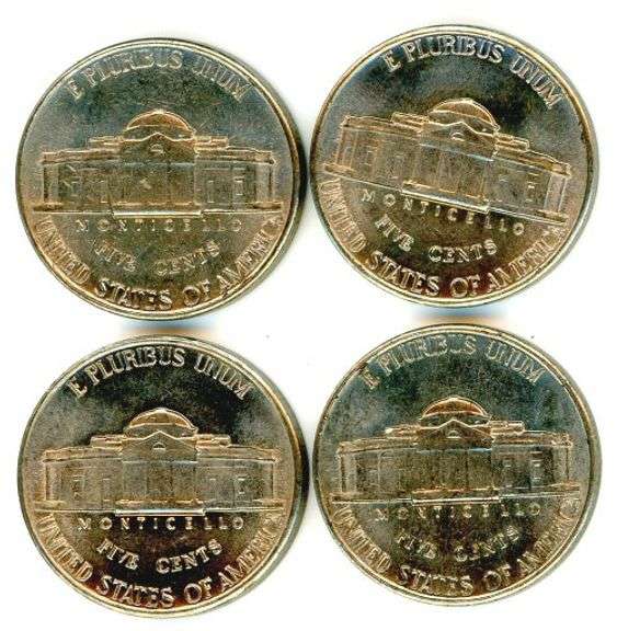 4 1938 Jefferson Nickels in Gem BU