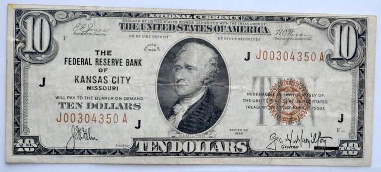 $10 1929 Series Kansas City Mo National  Currency Note