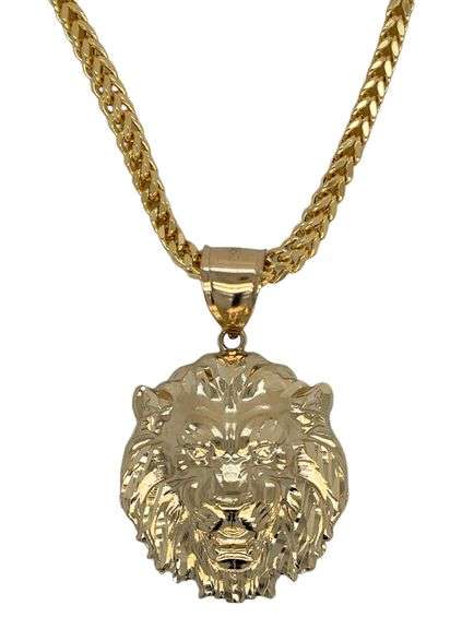 14K YELLOW GOLD LION CHARM NECKLACE