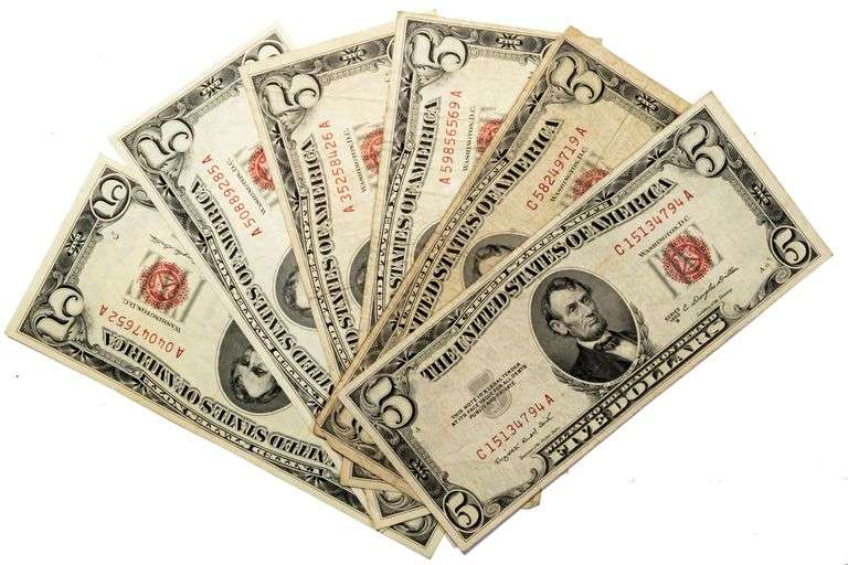 6 1953 BC &1963 Red Seal US Notes