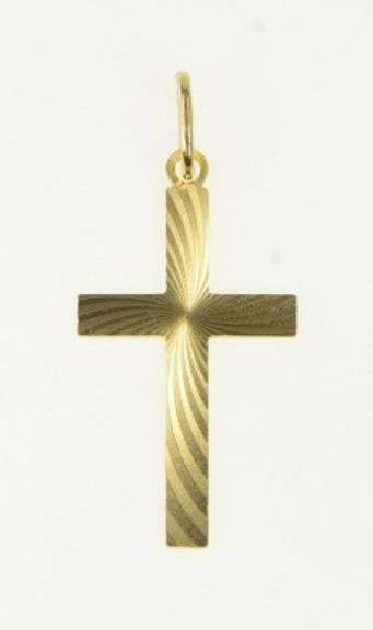 14K Yellow Gold Ornate Swirl Design Cross Christian Faith Pendant