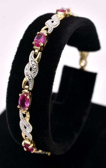 Vermeil Pink Gemstone Bracelet In Sterling Silver