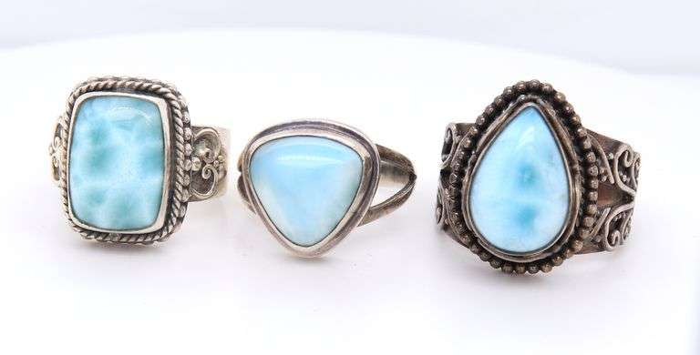 Sterling Silver Ocean Jasper Rings Lot