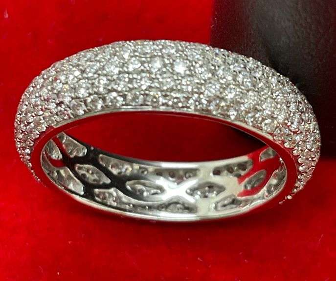CERTIFIED 14K WHITE GOLD AND DIAMOND ETERNITY BAND