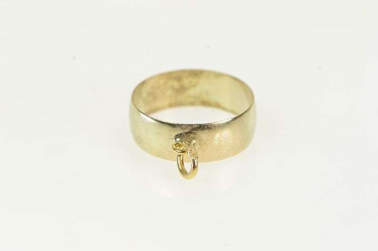 10K Yellow Gold Victorian Child's Baby Band Wedding Ring Charm/Pendant