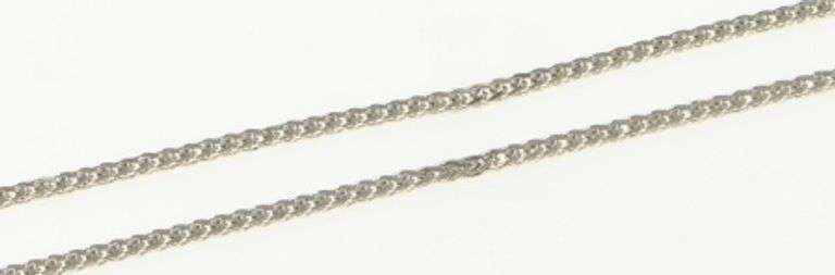 14K White Gold 0.7mm Squared Wheat Foxtail Link Chain Necklace
