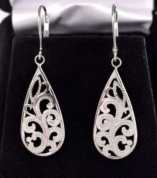 Ravishing Dangle Earrings In 14K White Gold