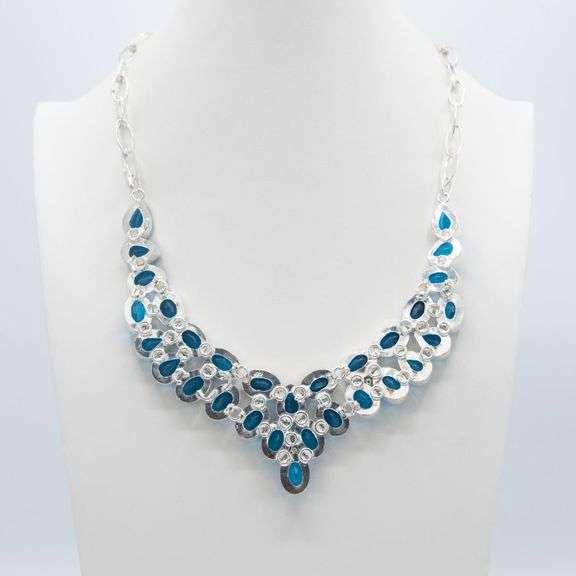 Huge 265 Ct Lab Created London Blue Topaz Necklace