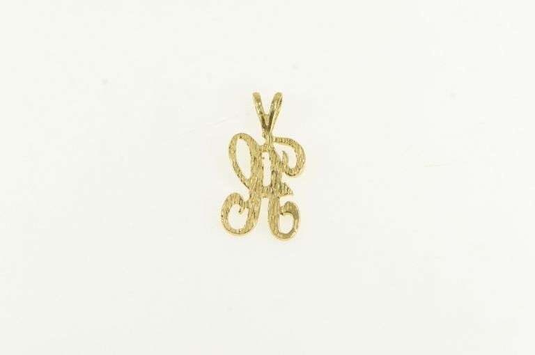 14K Yellow Gold H Monogram Name Initial Letter Classic Pendant