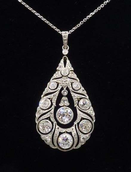 Vintage 2.38CTW Diamond Pendant made in 18k White & Yellow Gold