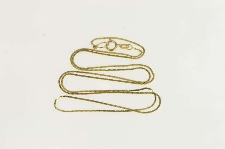 14K Yellow Gold 0.7mm Vintage Squared Link Box Chain Necklace