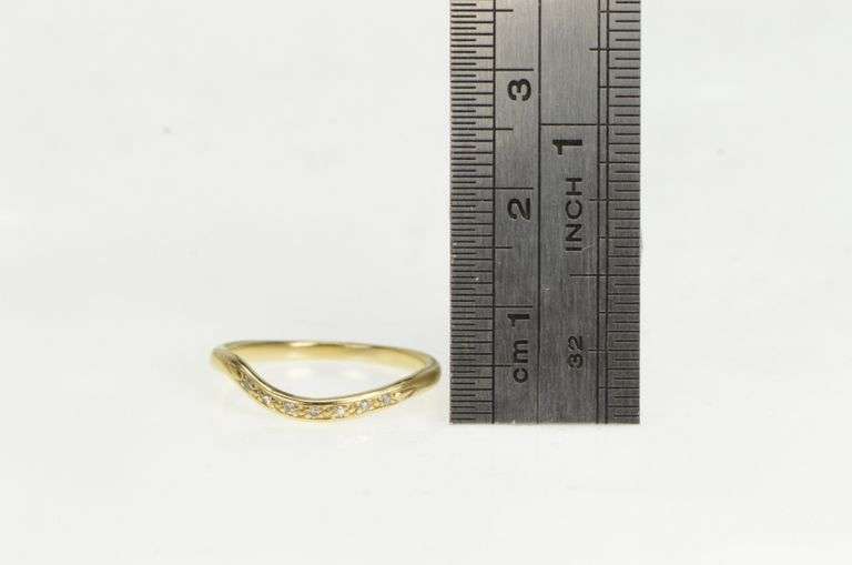 14K Yellow Gold 1940's Diamond Curvy Contour Wedding Band Ring