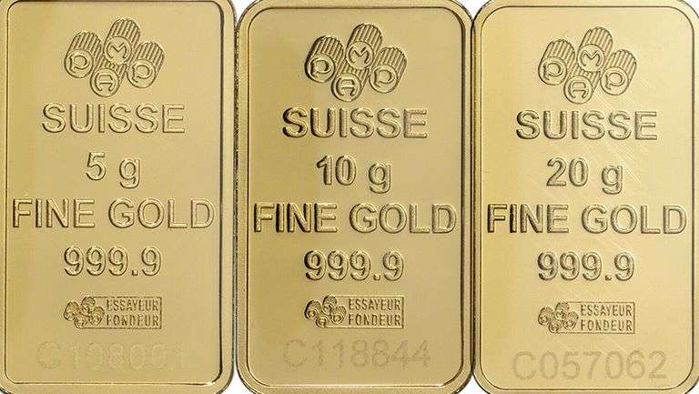 5 GRAM-10 GRAM-20 GRAM : PAMP SUISSE GROUP OF 3x 999.9 PURE GOLD BARS! 35.0 GRAMS TOTAL!