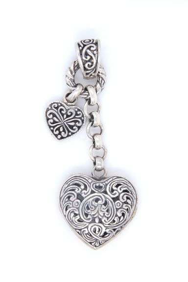 Sterling Silver Double Heart Dangle Pendant