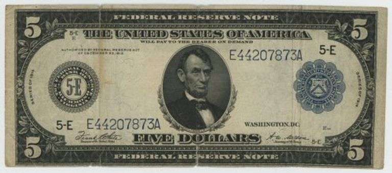 Series of 1914 Large Size $5 Federal Reserve Note (5-E)