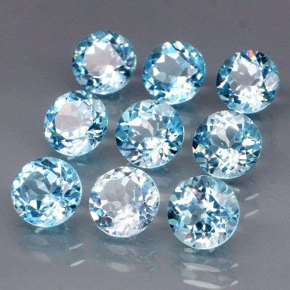 Superb quality 9.29ct 9 pc sky blue Topaz set