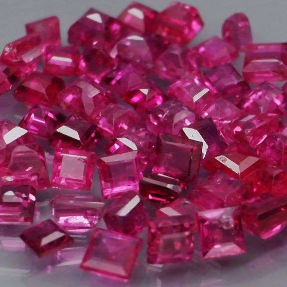 Outstanding 3.63ct 55 piece princess cut Ruby set