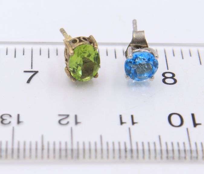 Vintage 925 Sterling Silver Lot of Cubic Zirconia Stud Earrings