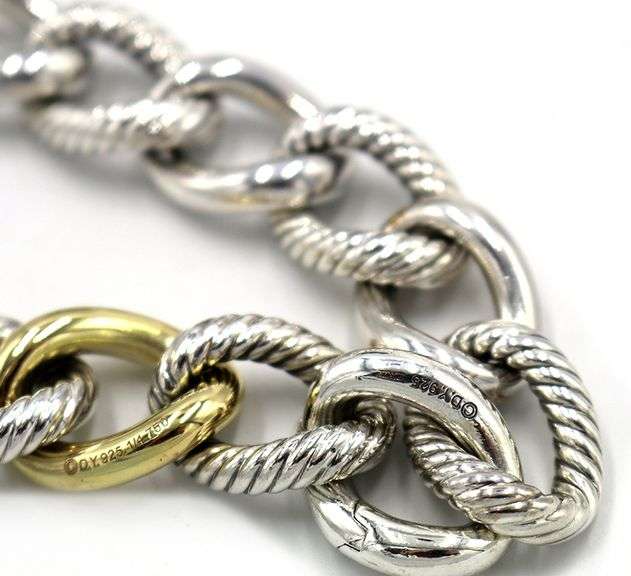 David Yurman Belmont Curb Link Two Tone Necklace in Sterling and Bonded 18K