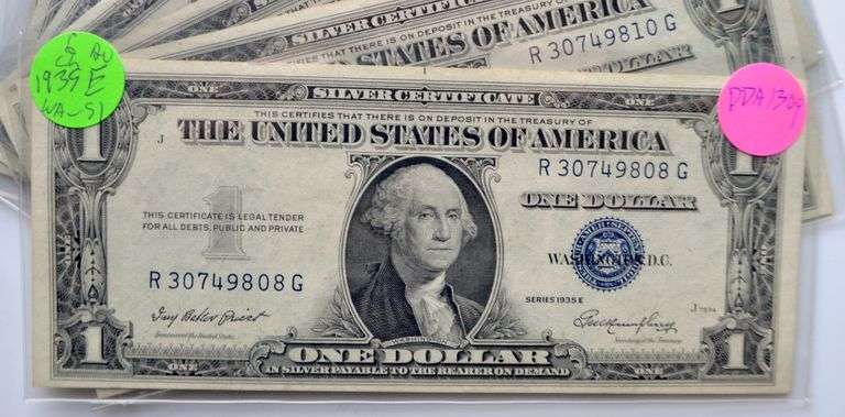 6 1935 E  Series  Unc $1 Silver Certificates