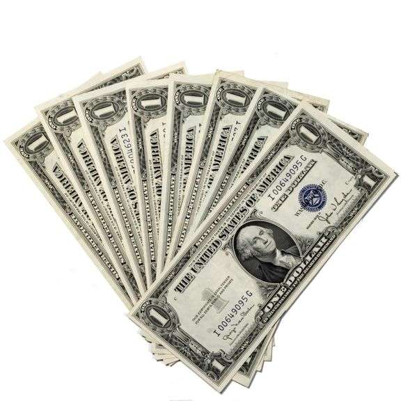 8 Various $1 1935 Series About Near Unc/Unc Silver Certificates