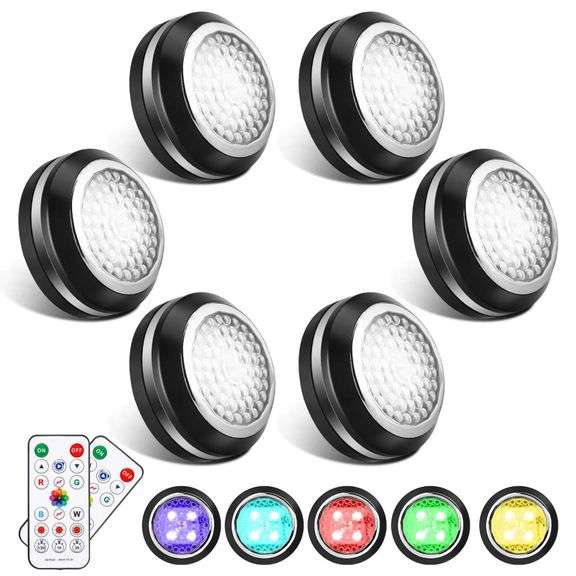6pcs 4.5V RGB 3800-4000K Round Cabinet Light