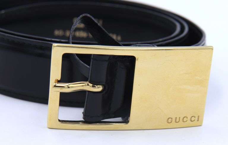 Vintage Gucci Skinny Belt with Gold Buckle