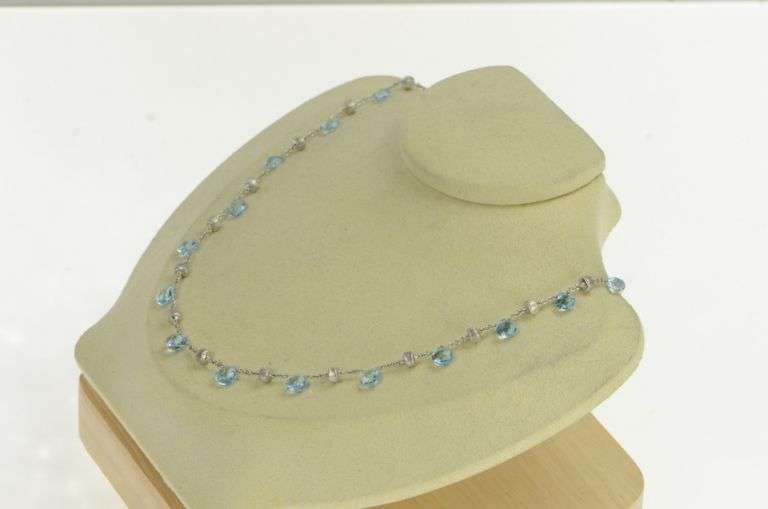 18K White Gold Marco Bicego Paradise Topaz Chain Designer Necklace