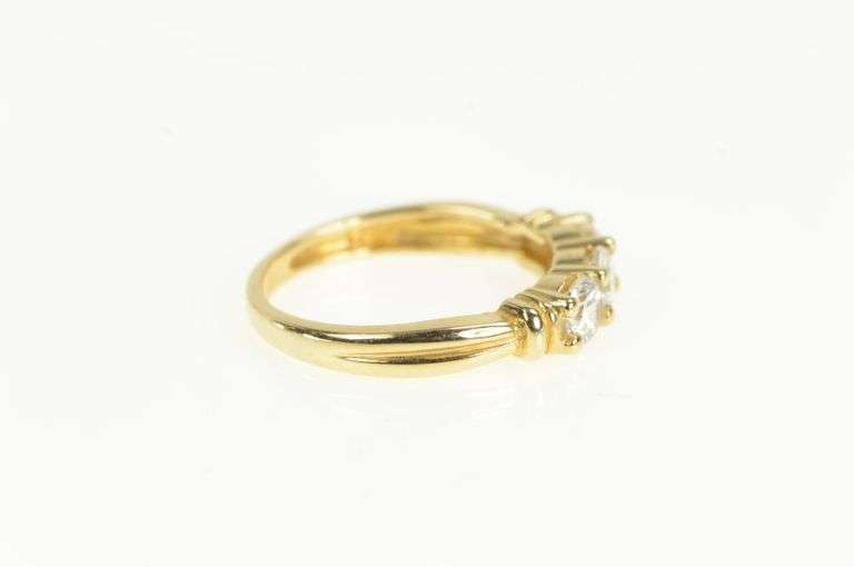 14K Yellow Gold Three Stone Round Cubic Zirconia Wedding Ring
