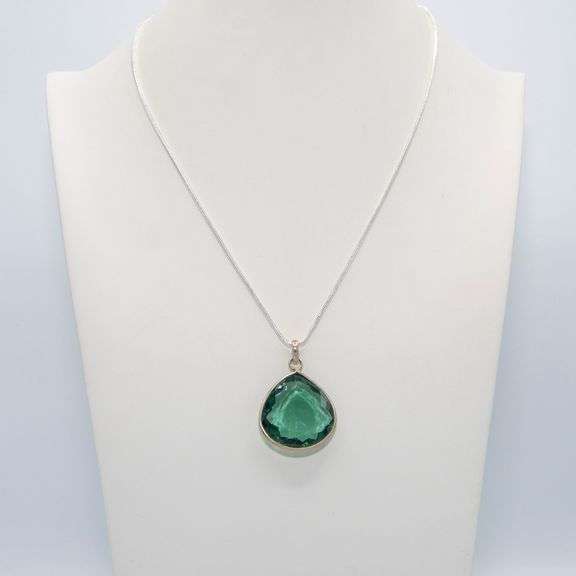 One Certified 67.45 Ct Lab Created Green Amethyst Pendant