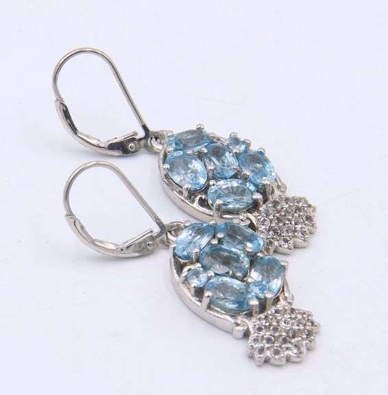 Group Lot of Vintage 925 Sterling Silver Blue Topaz Jewelry
