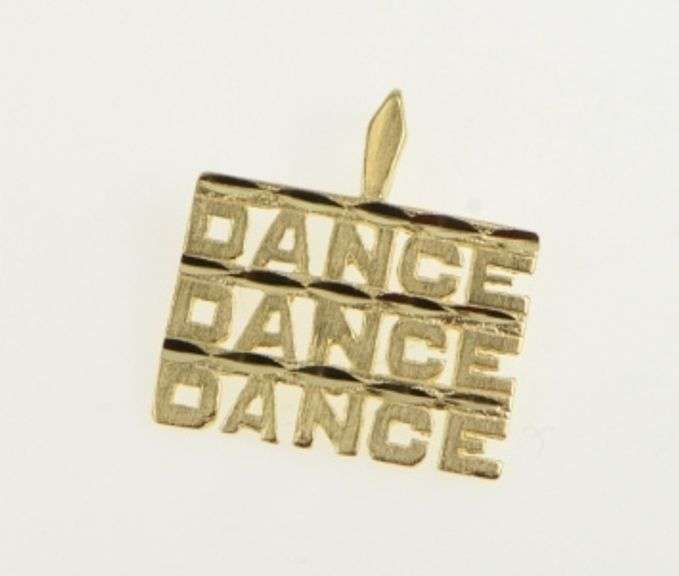 14K Yellow Gold Dance Dance Dance Word Cut Out Squared Charm/Pendant