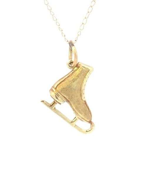 14K Yellow Gold 3D Ice Skate Figure Skating Winter Sport Charm/Pendant