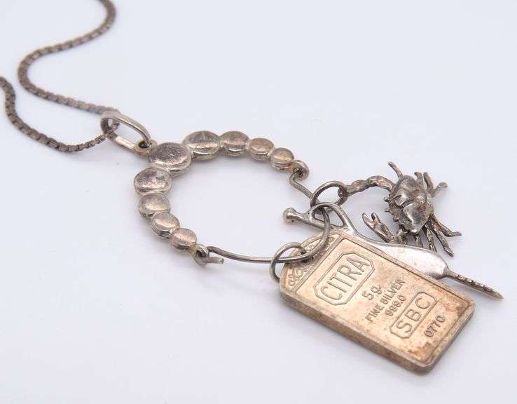 Vintage Sterling Silver Pendant on Chain Necklace