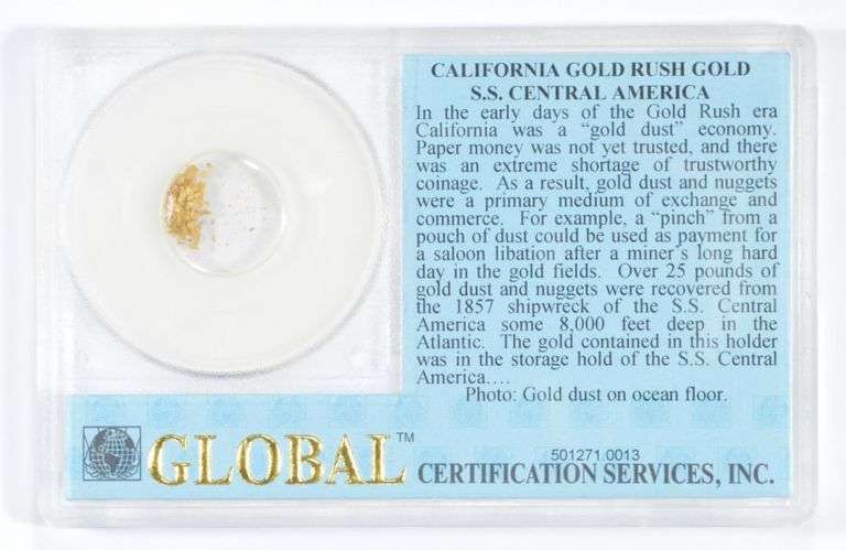 1857 S.S. Central America 49'er California Gold - Graded GCS
